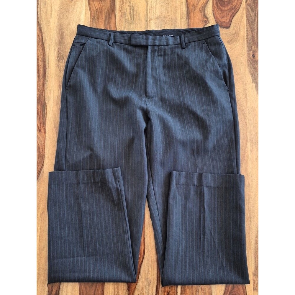 Calvin Klein Striped, 72% Wool Blend Pants Sz 33W 32L - Picture 4 of 15